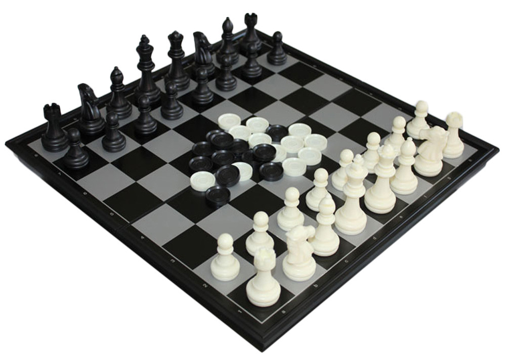 Permainan Papan Catur  Magnet dan Checker 2 in 1 Folding 